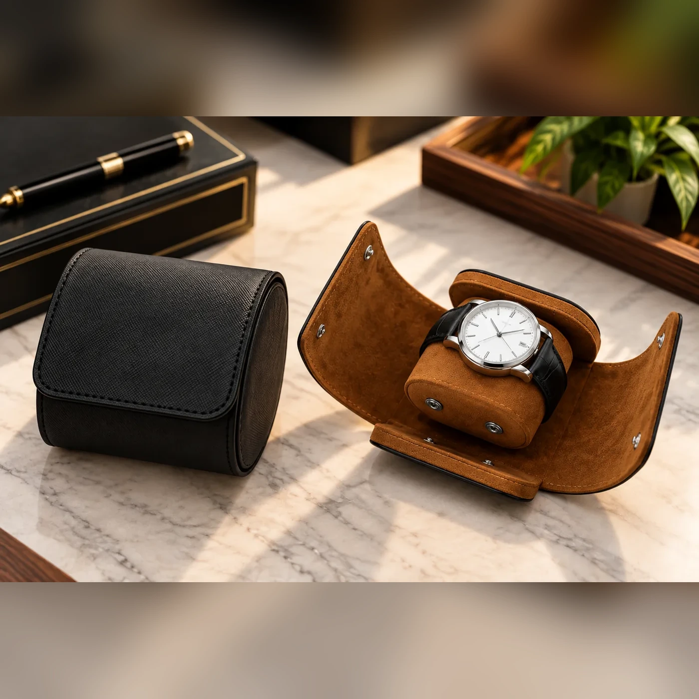 SoloLuxe Leather Watch Roll